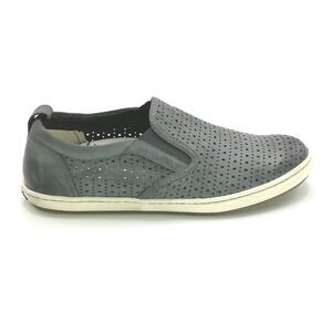 Taos Shoes Womens Sneaker Court Steel Gray Leather Slip On Perforated 9.5